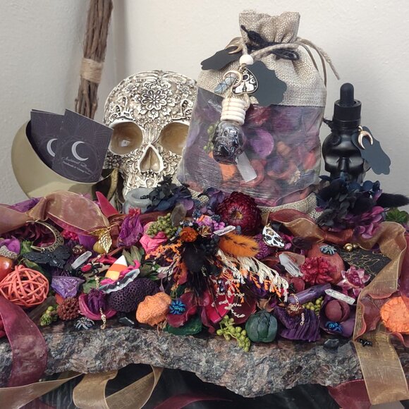 Dragon's Blood Scented Fall Crystal Potpourri Set Halloween Samhain Gift